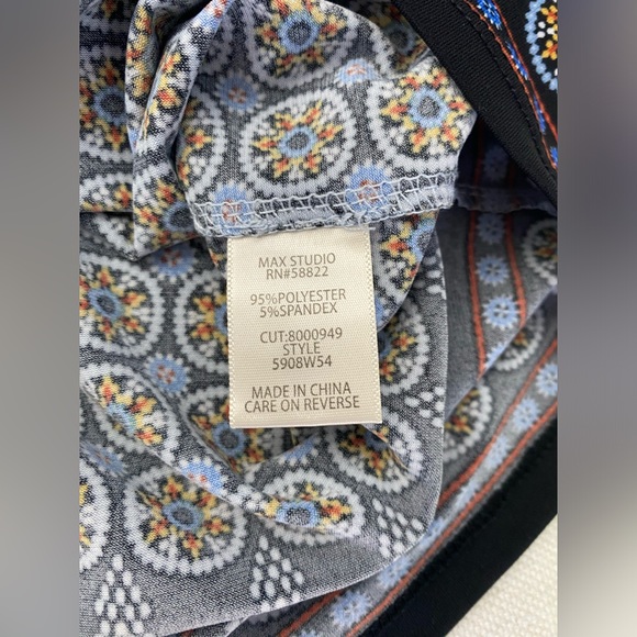 Max Studio Pretty Print 3/4 Sleeve, Knee Length Dress Sz XL - Picture 7 of 8